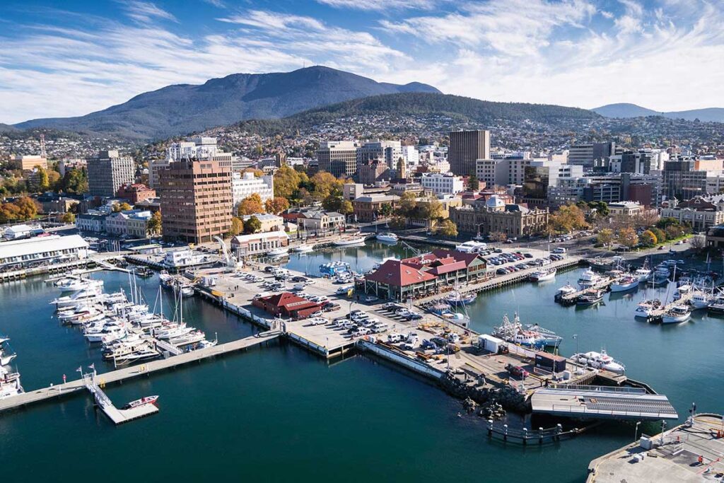 Aerial view of Hobart